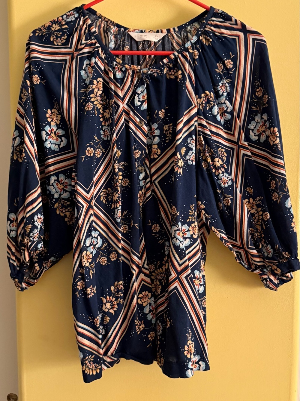 Women’s Navy Floral Geometric Peasant Tunic by LC Lauren Conrad
